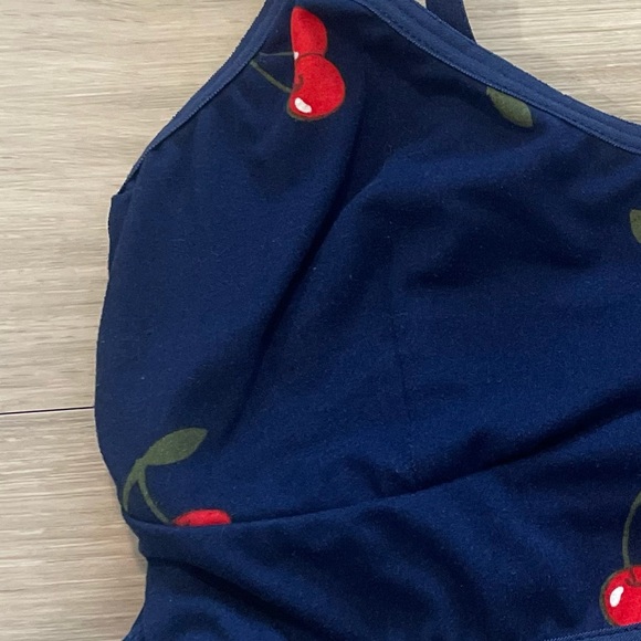Cameo blue with red cherries novelty bralette small - Picture 5 of 8